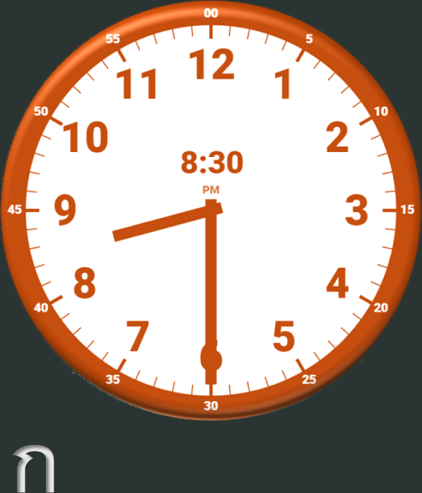 Clock showing 8:30 PM
