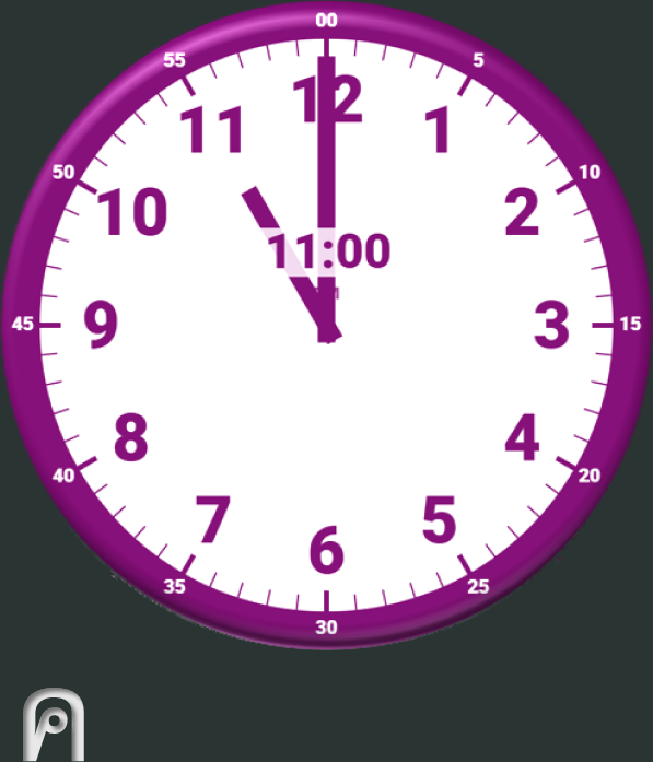 Clock showing 11:00 PM